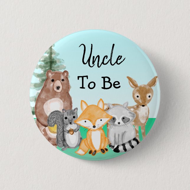Zu sein | Woodland Creatures Babydusche Button (Vorderseite)