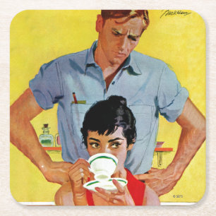 Zu spät bilden rechteckiger pappuntersetzer