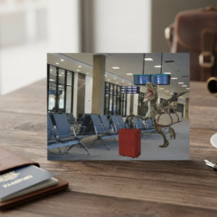 Zu spät für Flugzeug Dinosaurier Raptor Lustig Postkarte