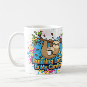 Zu spät läuft mein Cardio Sloth Cartoon Kaffeetasse