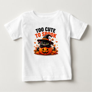 Zu süß zum Erschrecken Lustige schwarze Katze Hall Baby T-shirt