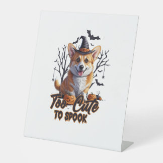 Zu süß zum Erschrecken Lustiger Halloween-Hund Cor Sockelschild