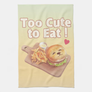 Zu süß zum Essen: Lächelnde Bichon-Burger-Kunst Geschirrtuch