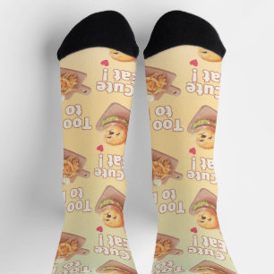 Zu süß zum Essen: Lächelnde Bichon-Burger-Kunst Socken