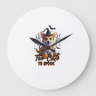 Zu süß zum Gruseln Lustiger Halloween-Hund Corgi T Große Wanduhr