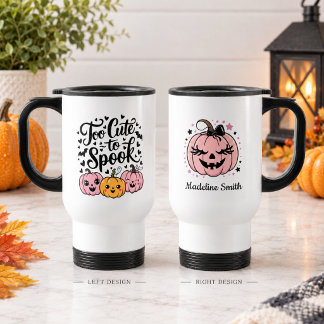 Zu süß zum Gruseln Schwarz & Rosa Halloween-Kürbis Reisebecher