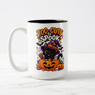Zu süß zum Gruseln Süße schwarze Katze Halloween Zweifarbige Tasse