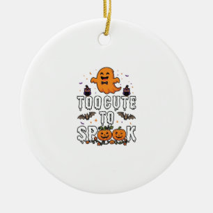 Zu süße Grusel-Halloween-Orange-Geister-Kürbisse-F Keramik Ornament