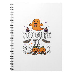 Zu süße Grusel-Halloween-Orange-Geister-Kürbisse-F Notizblock