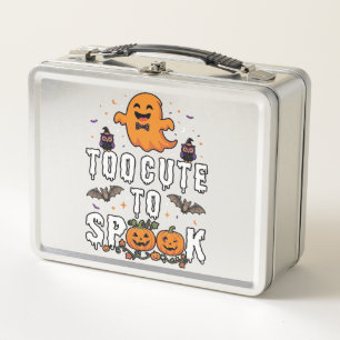 Zu süßer Spook Halloween Orange Geist Kürbisse Fle Metall Brotdose
