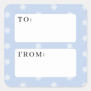 Zu- und Von-Schneeflocken-Geschenketiketten-Aufkle Quadratischer Aufkleber