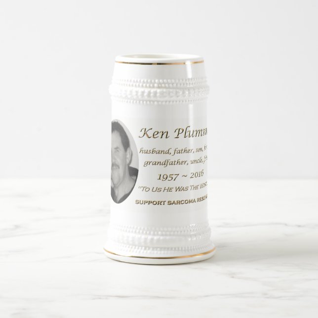 "Zu uns war er Denkmal Welt" Kens Plummer Bierglas (Mittel)