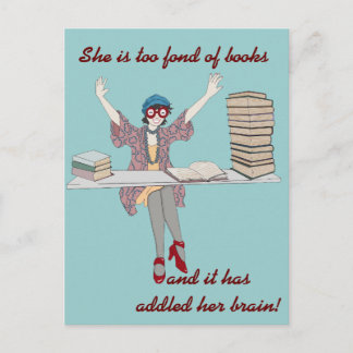 Zu vernarrt in Bücher Postkarte