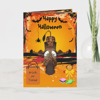 Zu viel Candy Funny Giraffe Halloween Card Karte