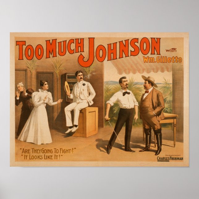 "Zu viel Johnson" - Zwei Männer kämpfen Theater Poster (Vorne)
