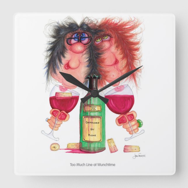 Zu viel Linie in Wunchtime Quadratische Wanduhr (Vorderseite)