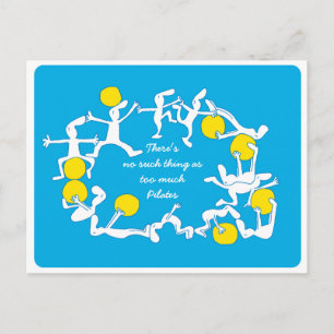 Zu viel Pilates Postcard, blau Postkarte