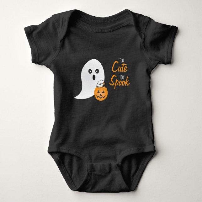 Zu viel zu spucken Ghost Trick oder Treat Pumpkin Baby Strampler (Vorderseite)