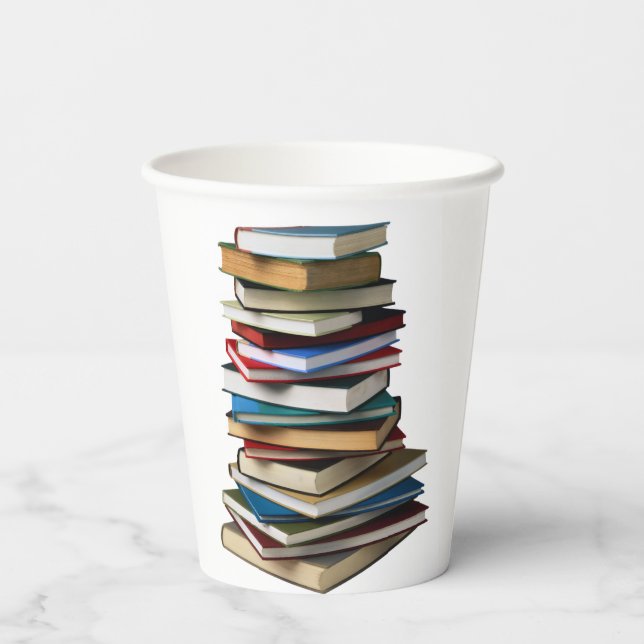zu viele Bücher gelesen Pappbecher (Rückseite)