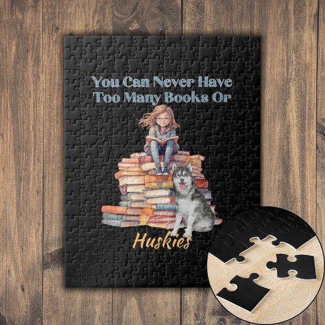 Zu viele Bücher oder Huskies Puzzle (Too Many Books or Huskies Jigsaw Puzzle)