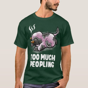 Zu viele Menschen schlafend Kuh Bauer Nerd in der T-Shirt