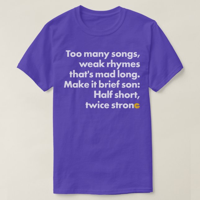 Zu viele Songs, weißer Tinte T-Shirt (Design vorne)