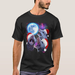 Zu Weihnachten drei Opossummen heulen auf dem Mond T-Shirt
