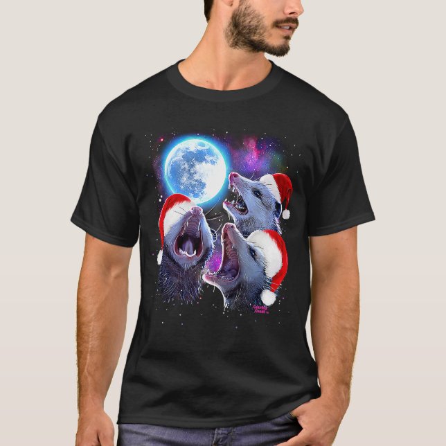 Zu Weihnachten drei Opossummen heulen auf dem Mond T-Shirt (Vorderseite)