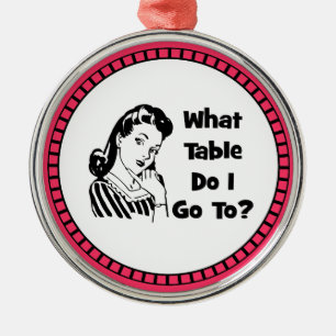 Zu welchem Tabelle gehe ich? Silbernes Ornament