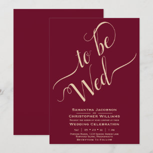 Zu wollen Elegante Kalligrafie Burgundy Wedding Einladung