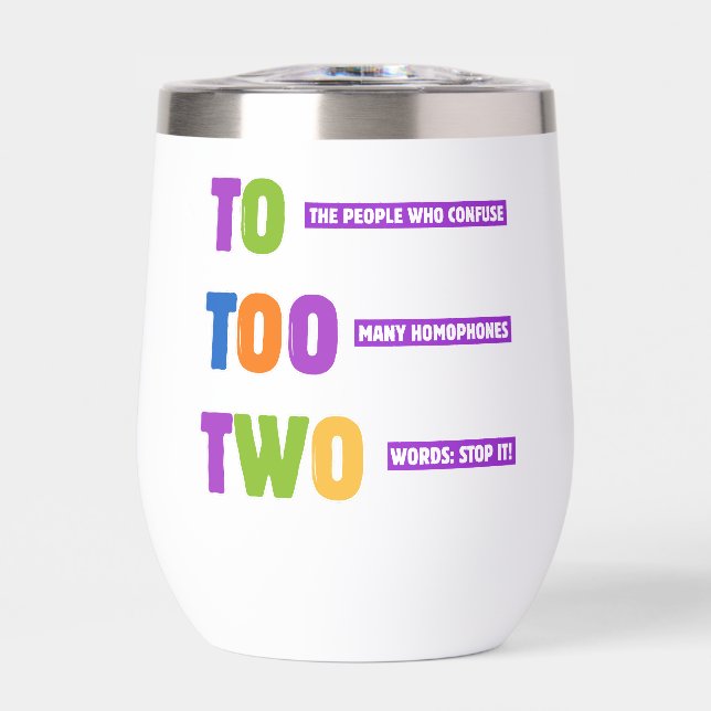 Zu zwei Grammatik - Funny Homophone Pun Geschenk (Vorderseite)