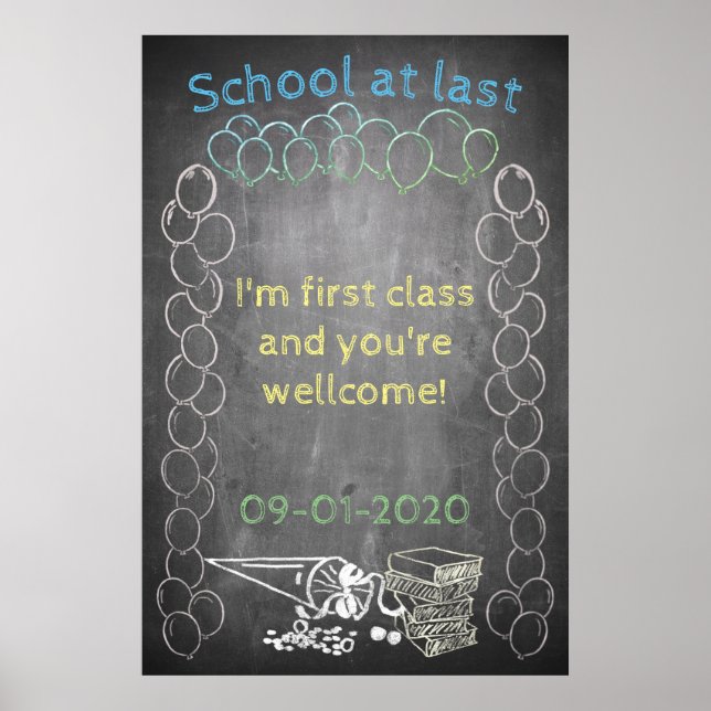 Zubehör für die Anmeldung im Chalkboard-Stil Poster (Vorne)