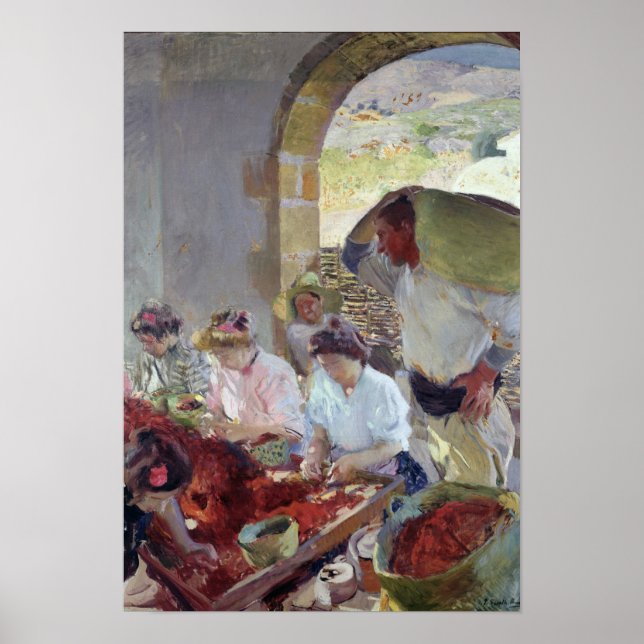 Zubereitung der trockenen Trauben, 1890 Poster (Vorne)