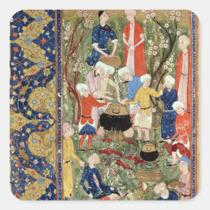 Zubereitung einer Mahlzeit Quadratischer Aufkleber