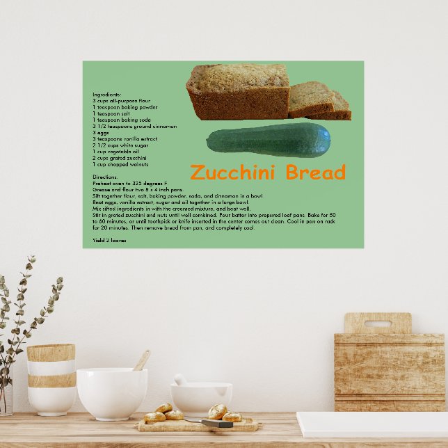 Zucchini Brot Rezept Print Poster (Küche)