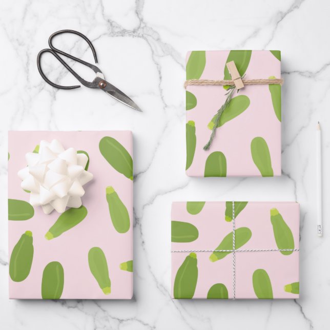 Zucchini Courgette Summer Squash Muster Geschenkpapier Set (Vorderseite)