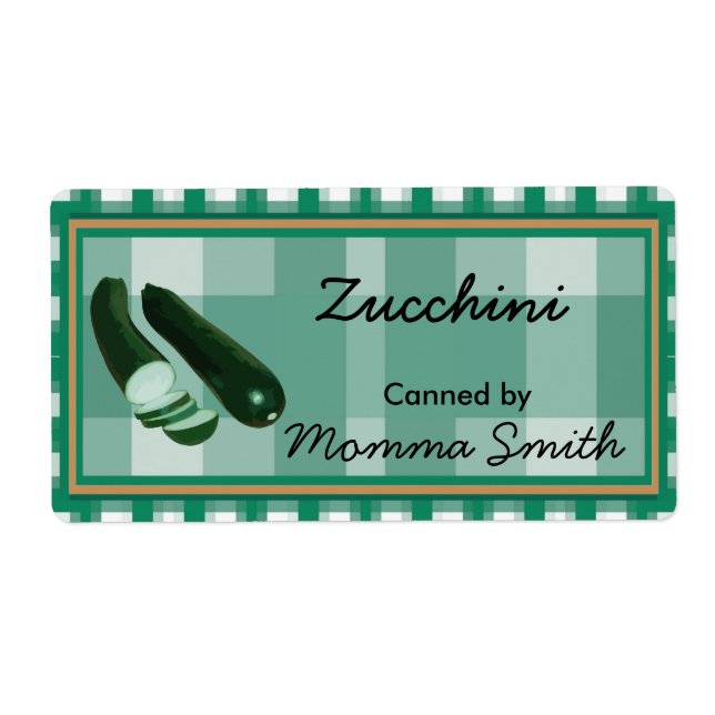 Zucchini Custom Canning Labels (Vorne)