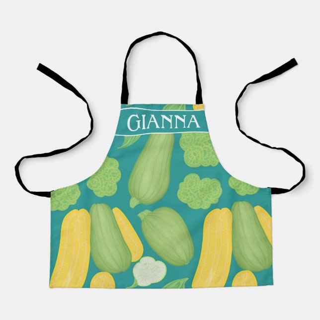 Zucchini Pastel Personalisiertes Muster Schürze (Vorderseite)