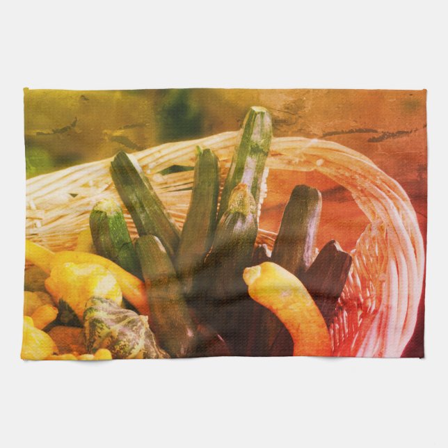 Zucchini Summer Squash Gourds Gemüse Vintag Geschirrtuch (Horizontal)