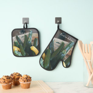 Zucchini- und Squashfarm Personalisiert Ofenhandschuh & Topflappen-Set