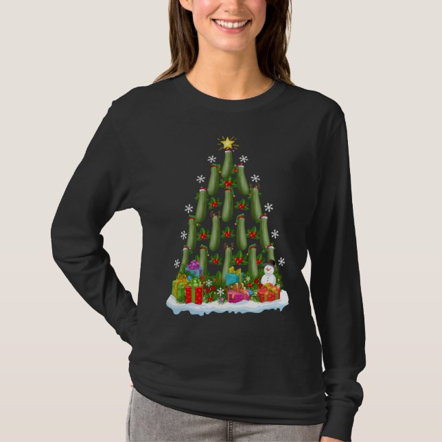 Zucchini Xmas Tree Lighting Santa Zucchini Christm T-Shirt (Vorderseite)