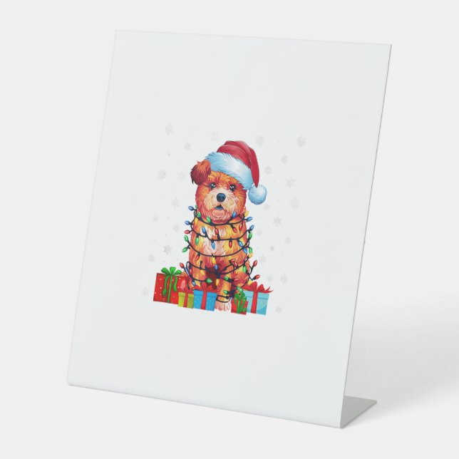 Zuchon Dog Ugly Xmas Lights Weihnachtsmannmütze Zu Sockelschild (Vorderseite)