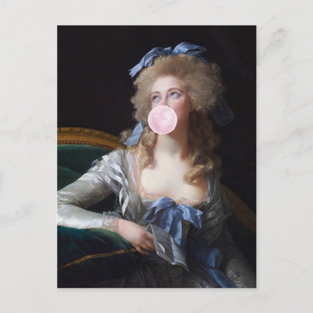 Züchtig mit rosa Bubble Gum Postkarte (Vorderseite)