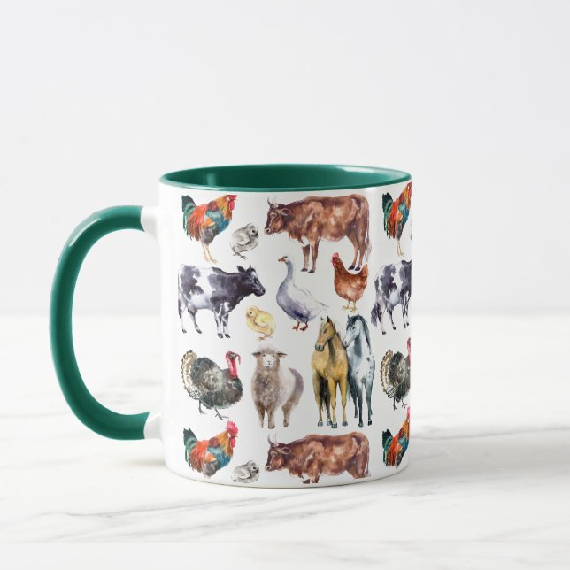 Zuchttiere Muster Aquarell Tasse (Links)