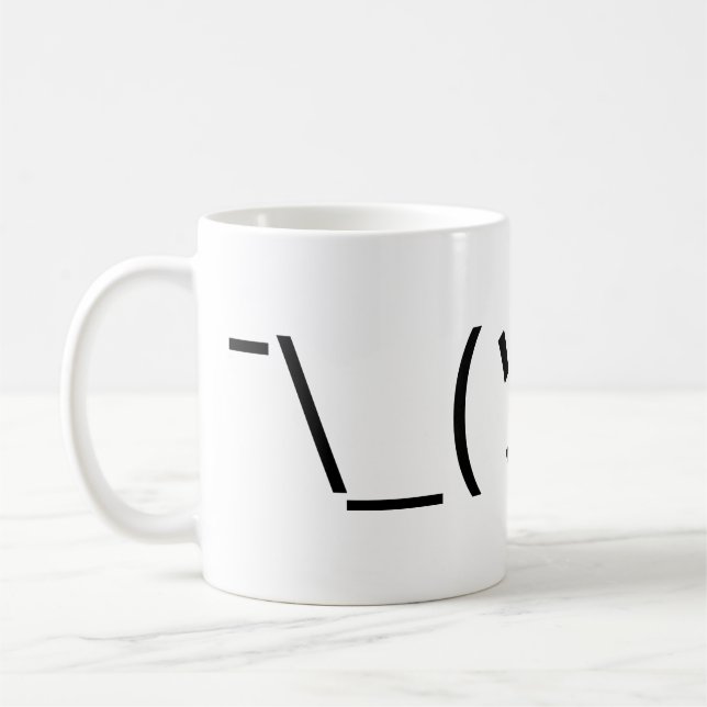 Zucken Sie Emoticon ¯ \ _(ツ) _/¯ Japaner Kaomoji Kaffeetasse (Links)
