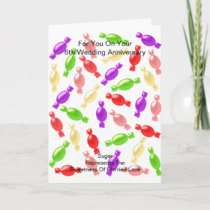Zucker Candy Personalisiert 6. Hochzeitstag Karte