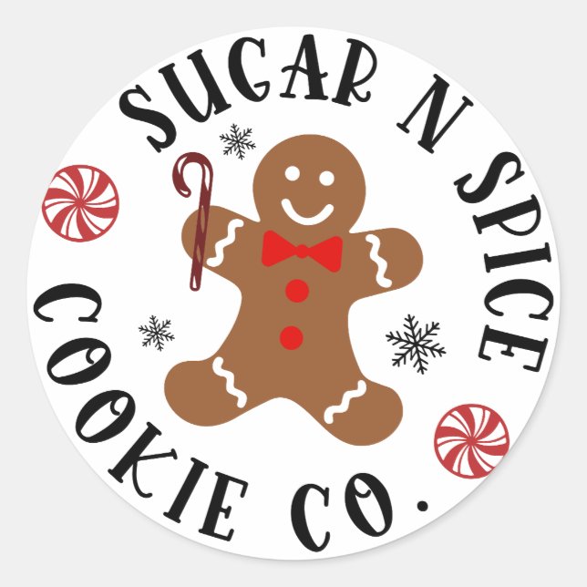 Zucker & Gewürze Lebkuchen Cookie Co. Runder Aufkleber (Vorderseite)