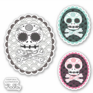 Zucker Schädel an Crossbones Day Dead Cameo Tattoo Aufkleber