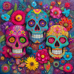 Zucker-Schädel Calavera Tag der Toten Keramikflies Fliese