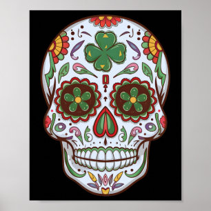 Zucker-Schädel Dia De Los Muertos Shamrock Sankt P Poster